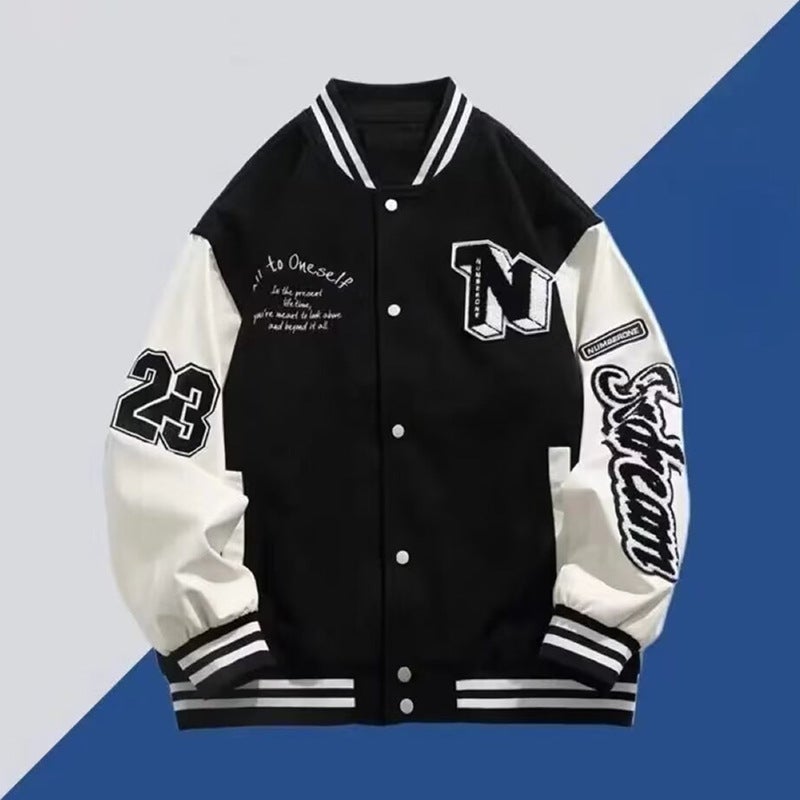 American-Style Trendy Baseball Jacket For Men And Women, , High-End Bf Print, Color-Blocking, Loose Casual Jacket - Image 2